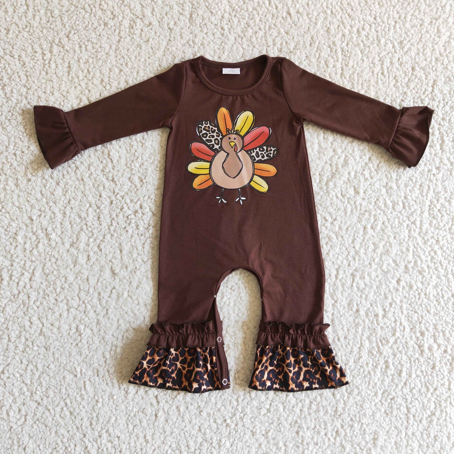 6 A2-6   Girls' Thanksgiving  Turky Print Romper