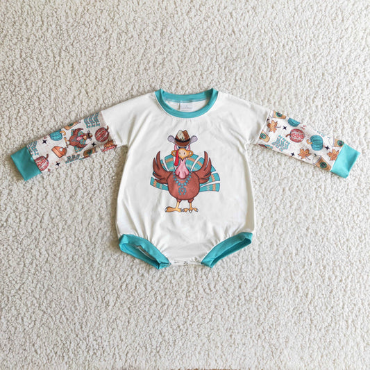 LR0170 Girls' Thanksgiving Turky Print Romper