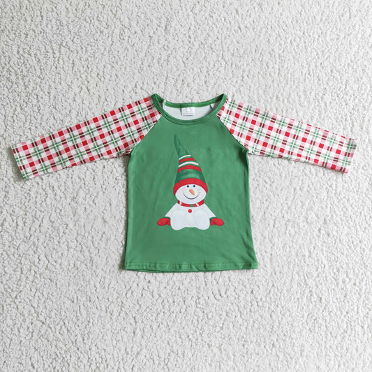 BT0077 kids boys shirt snowman print Christmas clothes