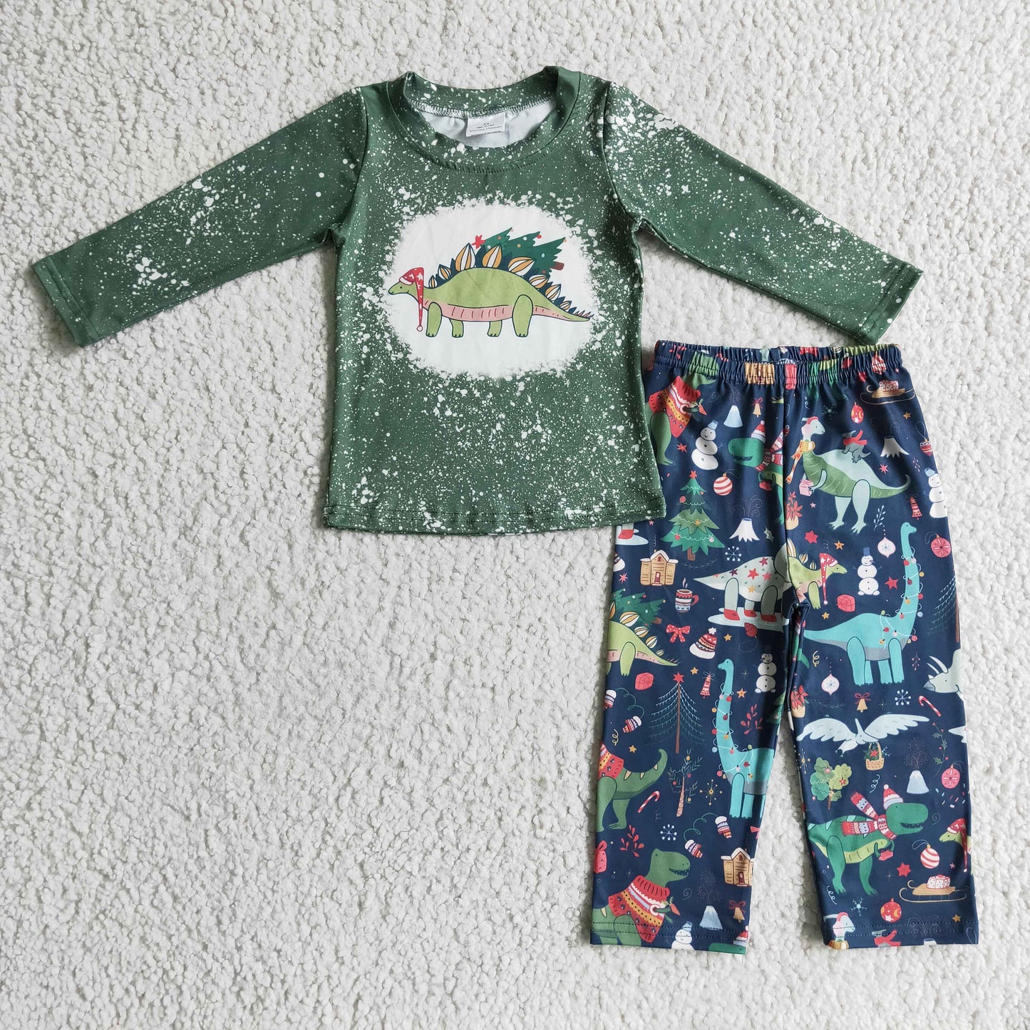 BLP0105 Kids Christmas Clothes Dinosaur Print Girl Set