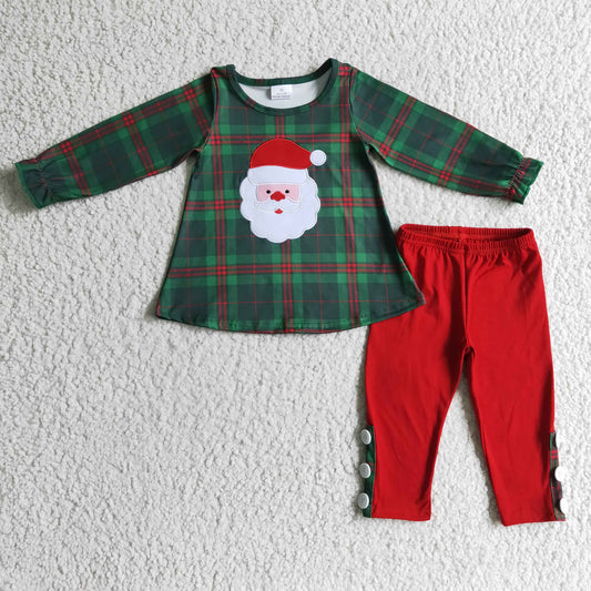 GLP0308 kids Christmas clothes long sleeve Santa embroideried set