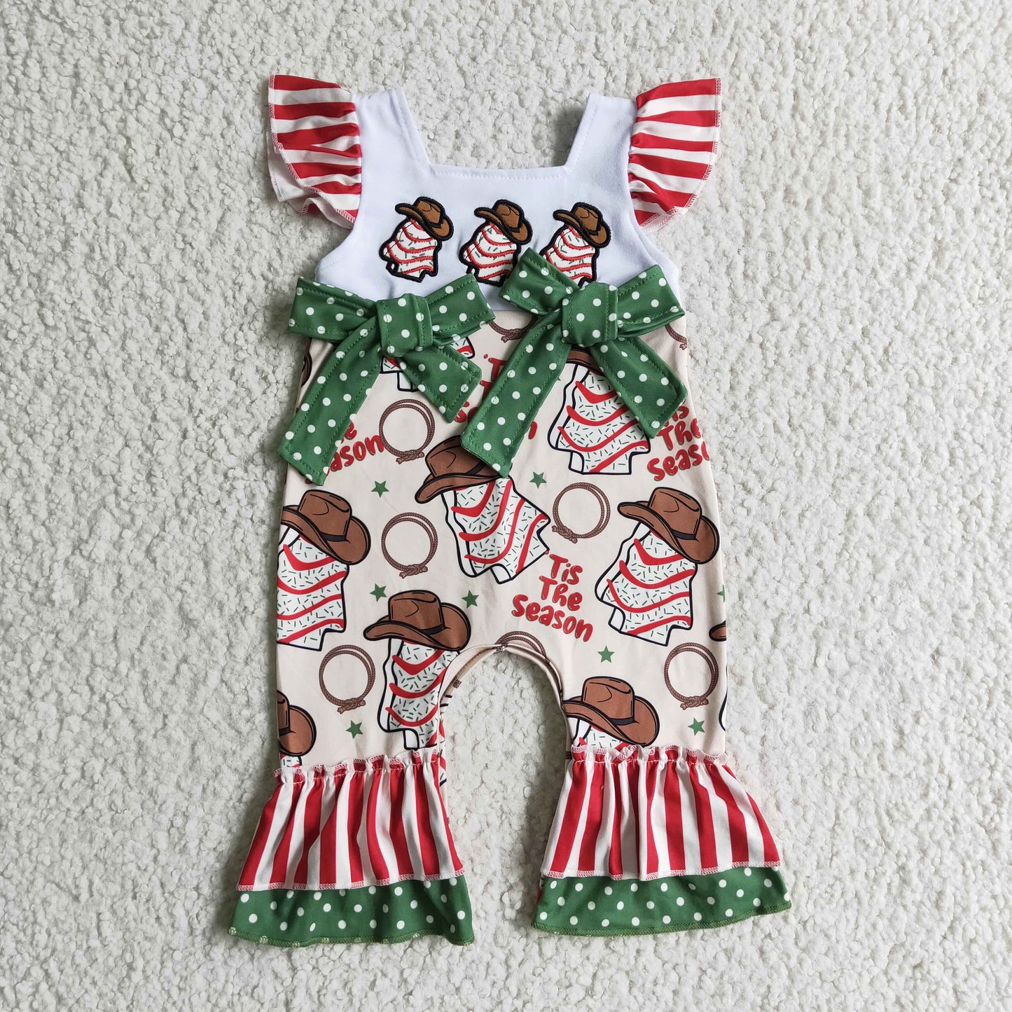 SR0100 kids Christmas clothes embroidery girls romper