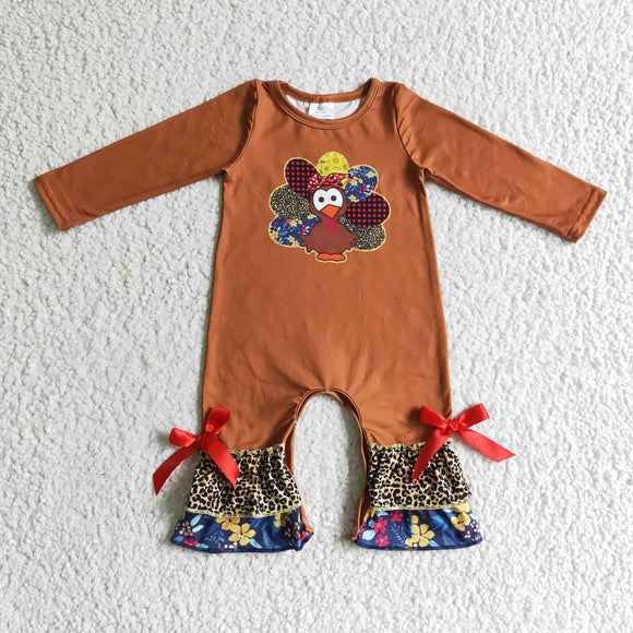 LR0171   kids Thanksgiving clothes long sleeve romper