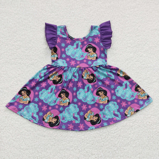 GSD0230 New Girl Aladdin Magic Lamp Princess Purple Flying Sleeve Dress