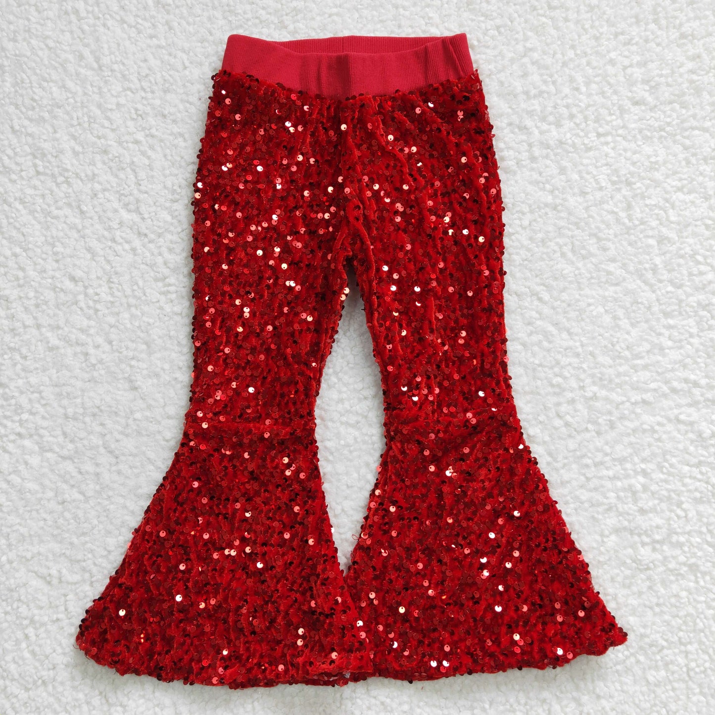 B4-11 Red Sequined Flared Trousers