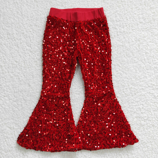 B4-11 Red Sequined Flared Trousers