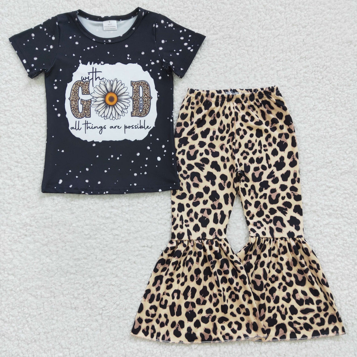 GSPO0478 New Girl GOD Little Daisy Short sleeve leopard print pant suit