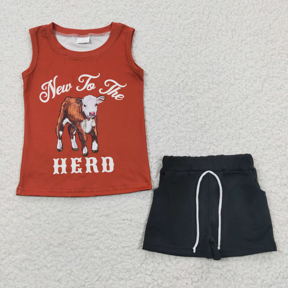 BSSO0222 Boy HERO Bull Brown Sleeveless Shorts Suit