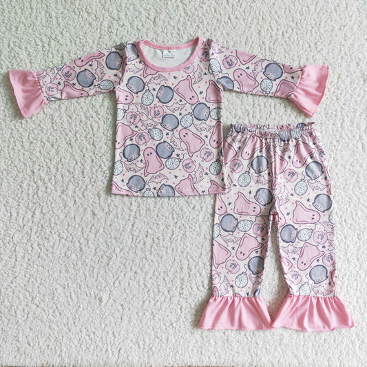 GLP0003     girl halloween pink long sleeve trousers pajamas