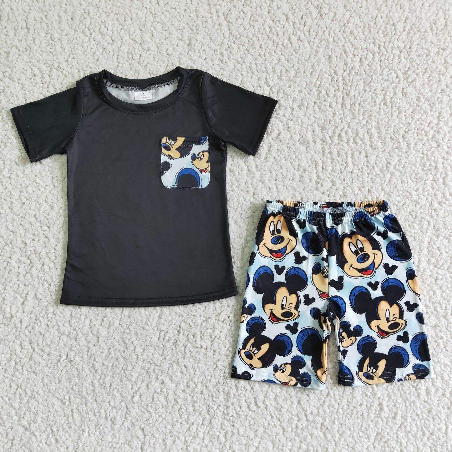 BSSO0053  Anime movie image mouse black short-sleeved top with printed shorts