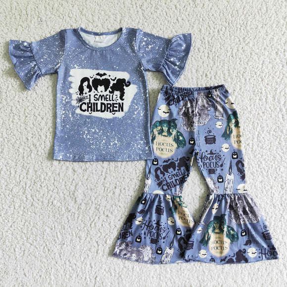 GSPO0121  Girls girls hocus pocus gray blue short-sleeved trousers suit