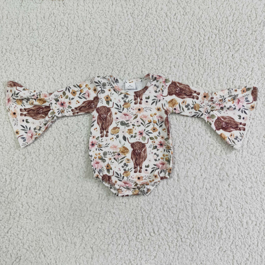 LR0005 girl Flower Alpine Beef Long Sleeve Bodysuit