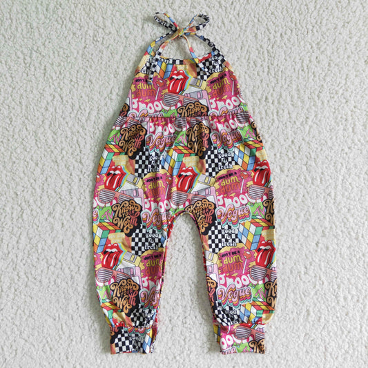 SR0054 Girls Big Tongue Rubik's Cube Letter Tie One Piece