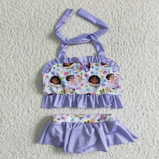 S0006 New Girls Cartoon Movie Character Print Sling Swimsuit