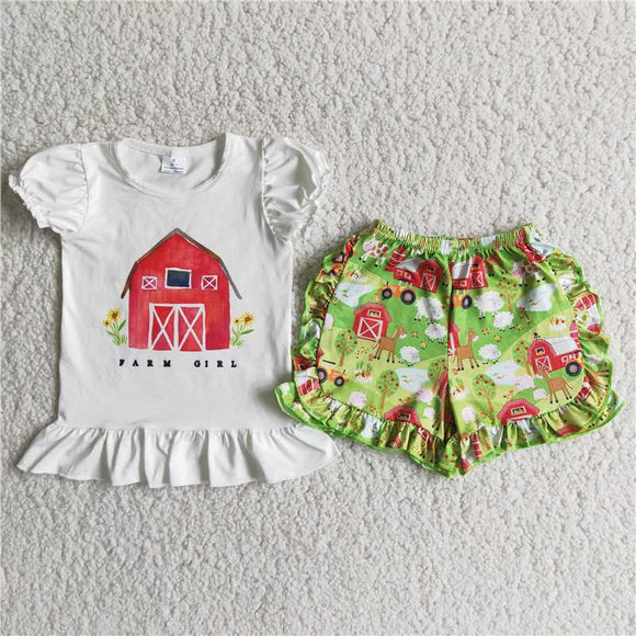 RTS new arrive girls clothes farm cute girl summer wear kids clothing sets lovely toddler baby girl outfit