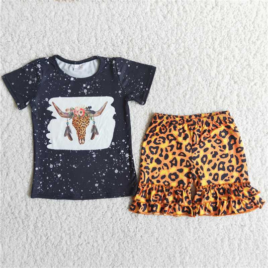 RTS new arrive girls clothes cute girl western cow summer wear kids clothing sets toddler baby girl outfit